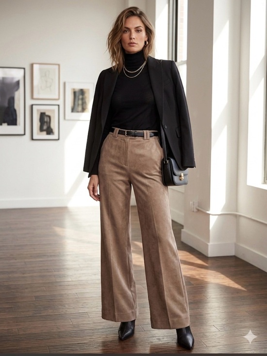 Campus Casuals Pants - VTG Campus Casuals High Rise Faux Suede Minimalist Capsule Wide Leg Pants Small